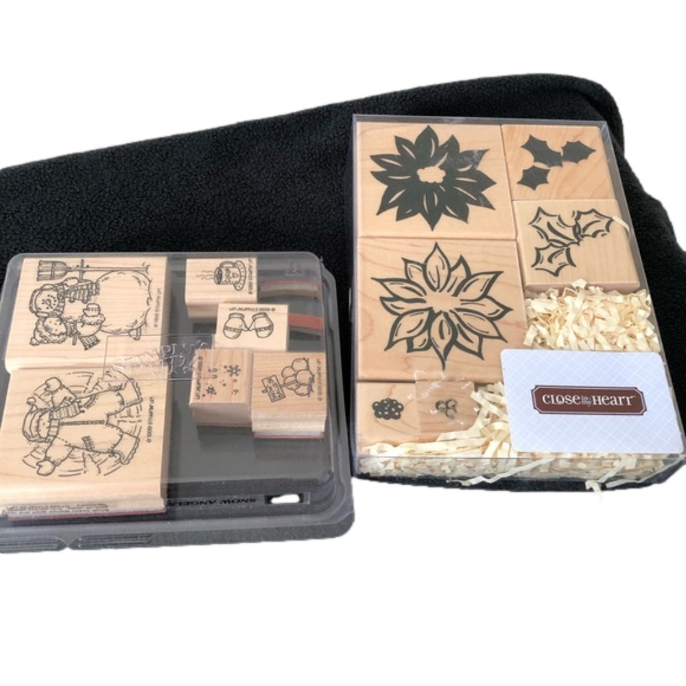 Christmas Poinsettia and Snow Angels Stamps, new